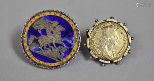 A Metal Mounted William III 1967 Sixpence together with an E...