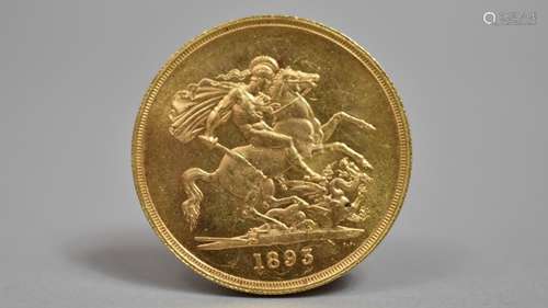 A Victorian Gold Five Pound Coin for 1893.