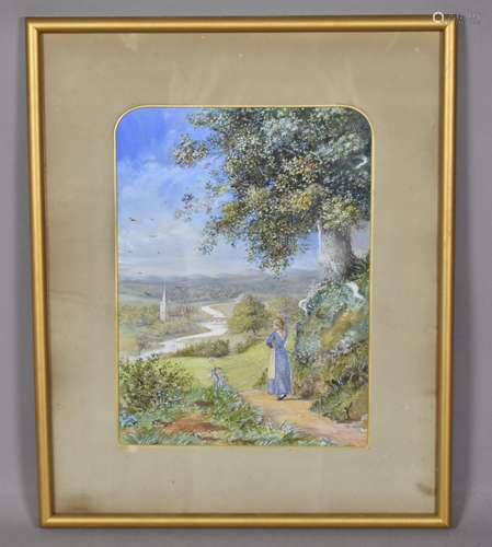 A Framed Allegorical Watercolour depicting Young Man Greetin...