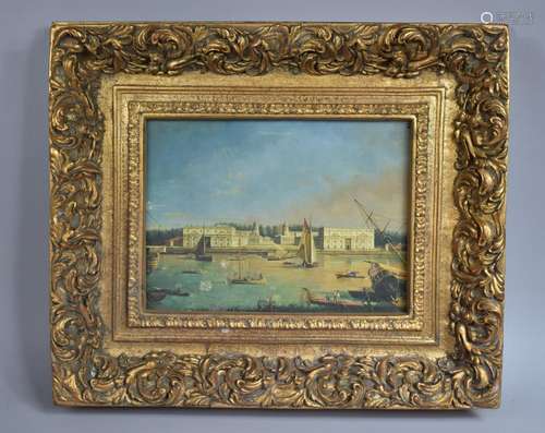 After Canaletto, Oil on Board in Gilt Frame, Grand Canal Sce...