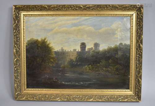 A Gilt Framed 19th Century Oil on Canvas, Warwick Castle, In...