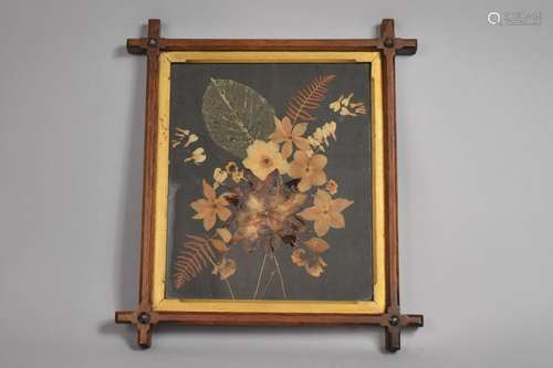 A 19th Century Art Populaire Skeleton Leaf Picture in the Or...