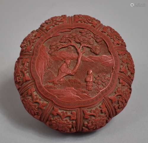 A Chinese Cinnabar Lacquer Box and Cover, Decorated with Sch...