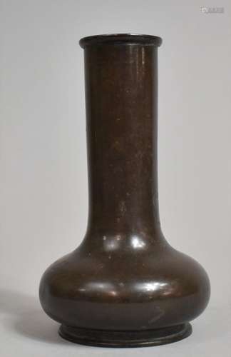 A Chinese Bronze Vase of Bottle Form, 15cms High