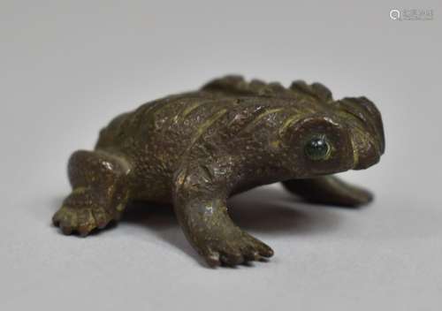 A Small Meiji Bronze Study of a Toad, 5cms Long, Missing Gre...