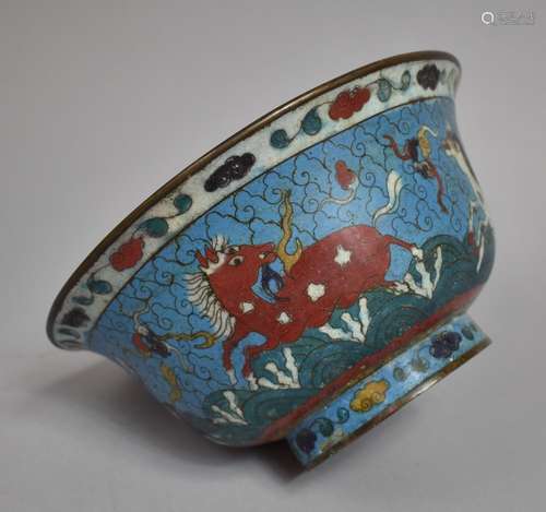 A Cloisonne Bowl Decorated with Galloping Horse and Scrolls ...