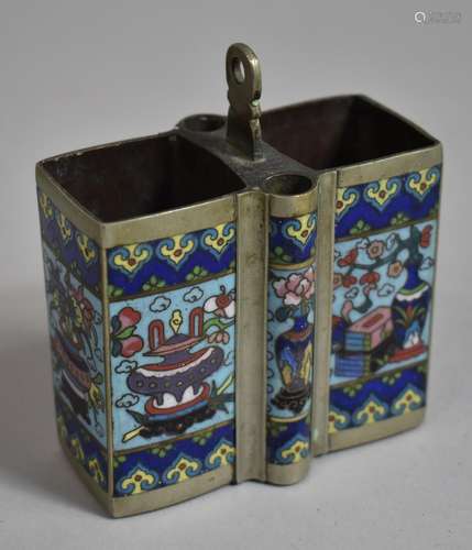 A Chinese Cloisonne and White Metal Desk Top Inkwell having ...