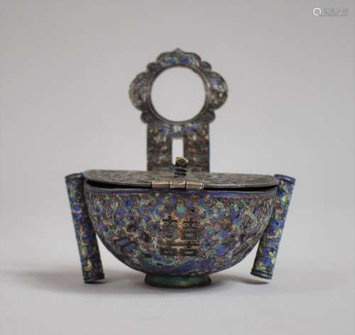 A 19th Century Chinese Silver and Enamel Scribes Inkwell of ...