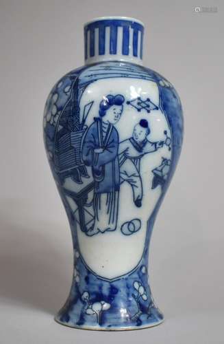 A 19th Century Chinese Blue and White Baluster Vase Decorate...