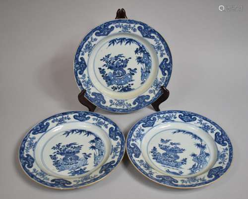 A Set of Three 18th/19th Century Chinese Blue and White Expo...