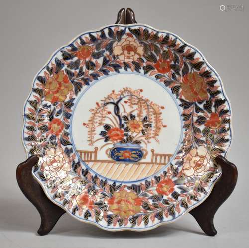 A 19th Century Oriental Porcelain Scalloped Edge Plate Decor...