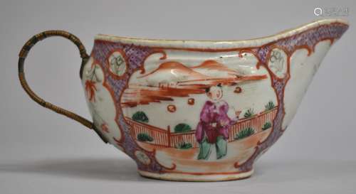 An 18th Century Chinese Export Sauce Boat Decorated in the M...