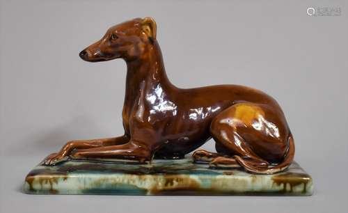 A Mintons Majolica Study of Greyhound on Rectangular Mottled...