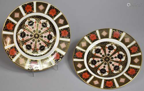 A Pair of Royal Crown Derby Imari Plated, 1128, 21.5cms Diam...