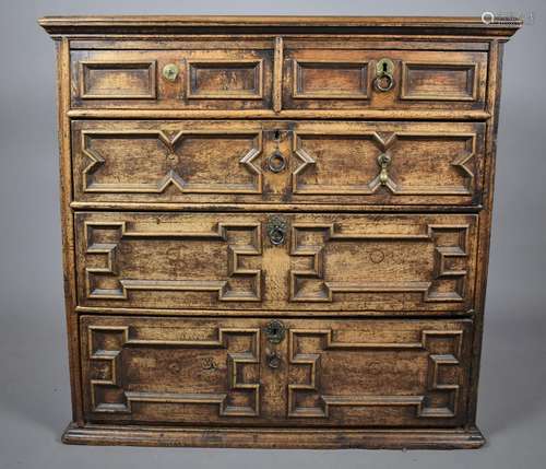 A 19th Century Oak Chest of Two Short and Three Long Drawers...