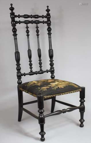 A 19th Century Ebonised Bobbin Turned Chair, with The Origin...