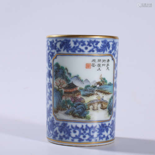 Qing - Qianlong pastel pencil holder