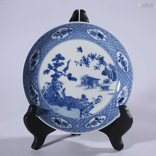 Qing - Qianlong blue and white plate