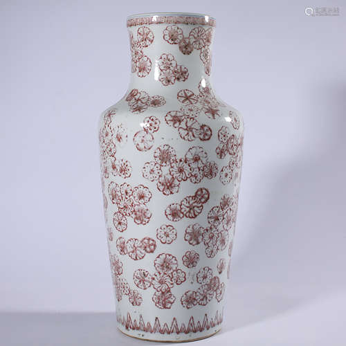 Qing - Kangxi glazed red elephant leg bottle