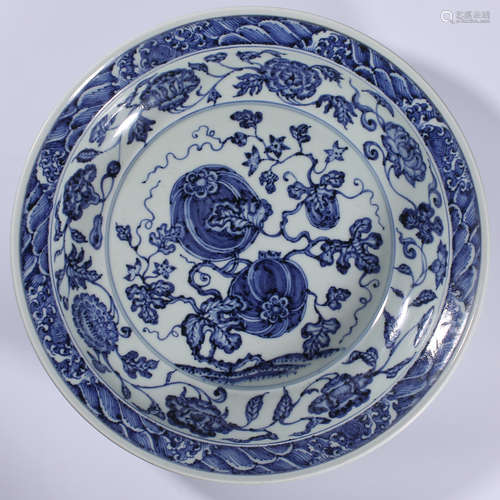 Clear - blue and white plate