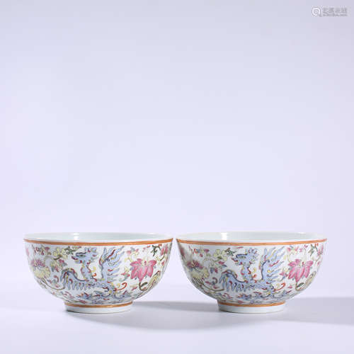 Qing - Dao Guang pastel bowl pair