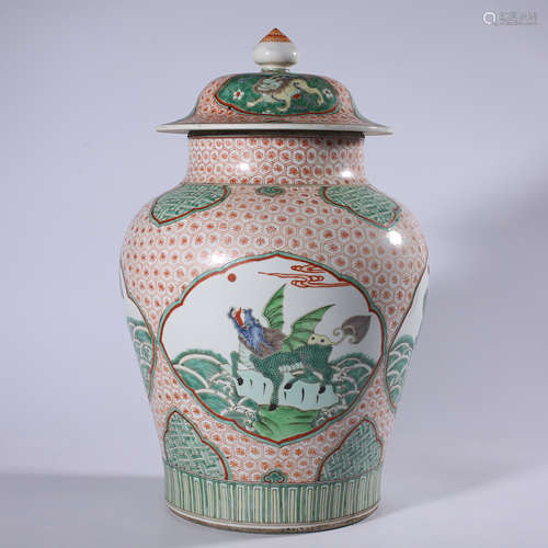 Qing - Kangxi colorful pot cover