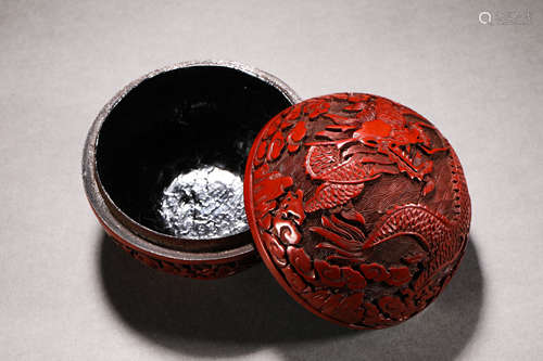 Clear red dragon box from the Qing Dynasty