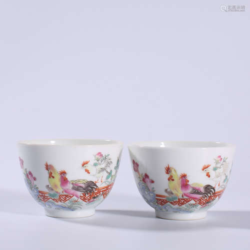 Qing - Guangxu pastel bowl pair