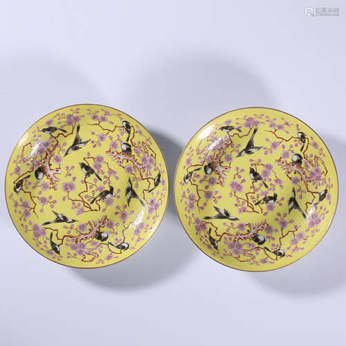 Qing - Guangxu pastel plate pair