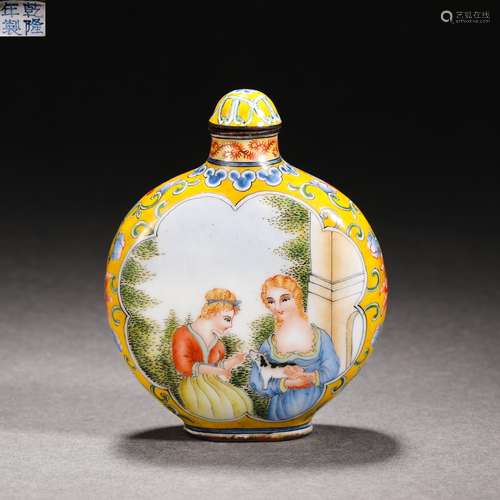 Enamel western figures painted in the Qing Dynasty
Snuff bot...