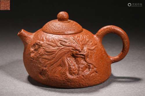 Dragon pattern purple sand pot