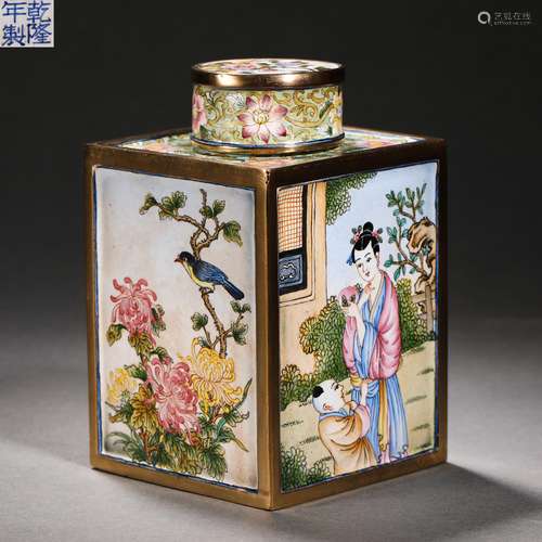 Enamelled figure jar painted in the Qing Dynasty