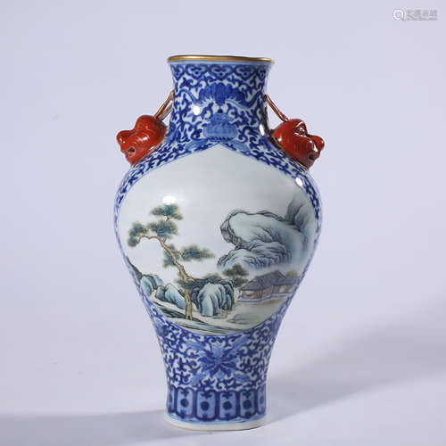 Clear - powder enamel vase with two ears