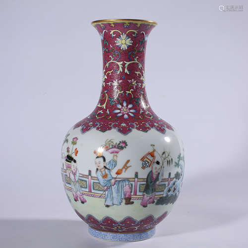 Qing - Qianlong powder enamel bottle