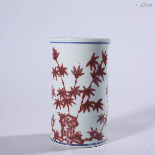 Qing - Kangxi glazed red pen holder