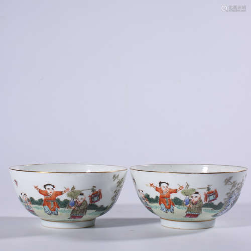 Qing - Qianlong pastel bowl pair