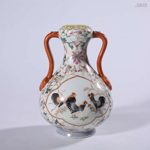 Republic of China - Powder enamel vase with ears