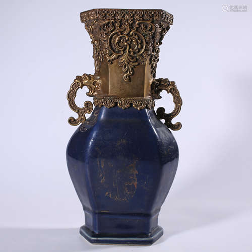 Qing - Kangxi blue glaze bottle