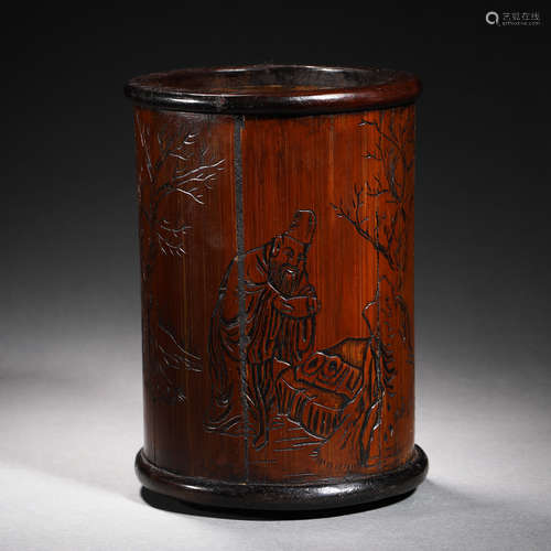 Bamboo pen holder for figures in the Qing Dynasty