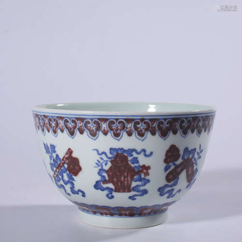 Qing - Qianlong blue and white glazed red bowl