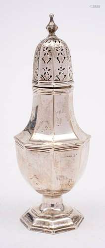 A George V silver sugar caster, makers mark worn, Birmingham...