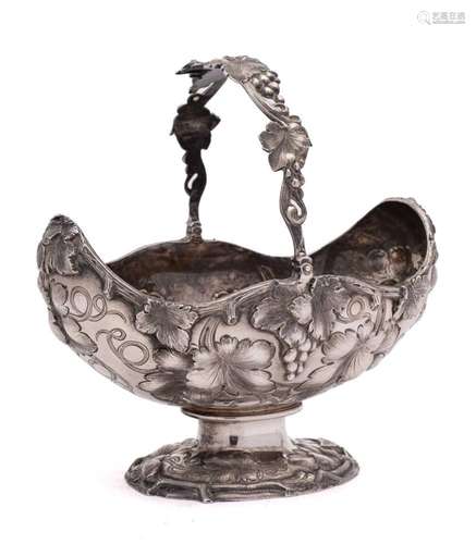 An American coin silver swing-handled sugar basket, maker Ba...