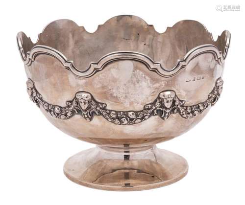 A George V silver rose bowl, makers mark worn, Birmingham,