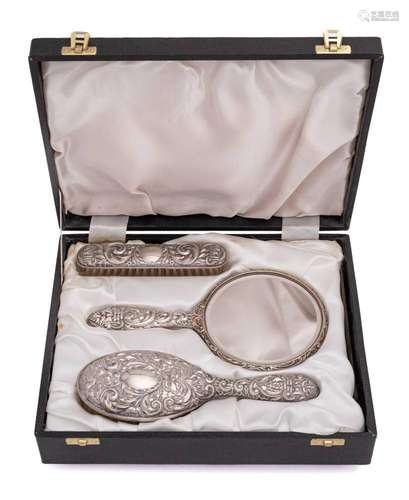 An Elizabeth II silver backed dressing table set, maker W I ...