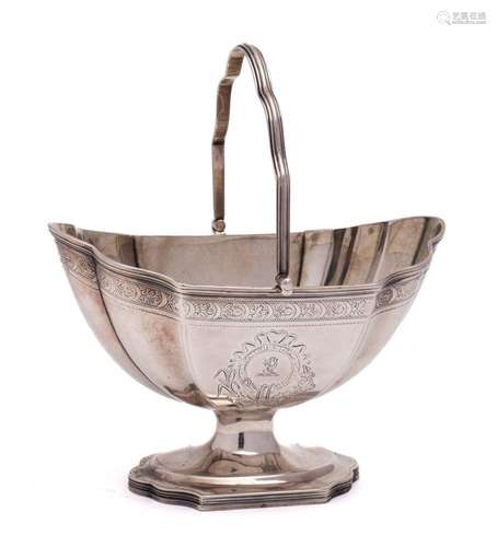 A George III silver swing handled sugar basket, maker Robert...