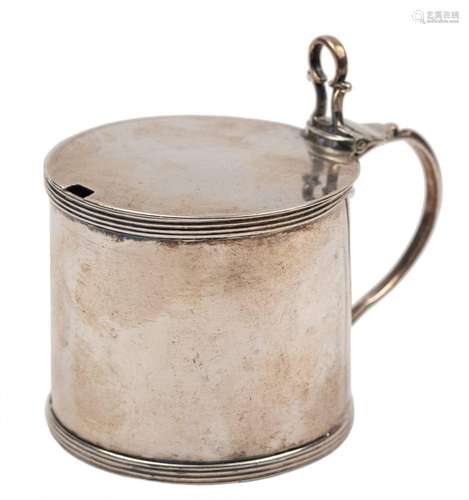 A George III silver mustard pot and cover, maker John Langla...