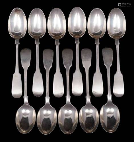 A set of eleven Edward VII silver Fiddle pattern teaspoons ,...