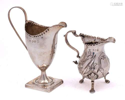 A George III silver cream jug, makers mark worn, London, 177...