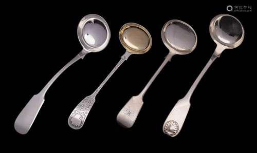 A Victorian provincial silver Fiddle pattern sauce ladle, ma...