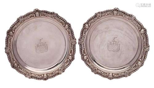 A pair of George III silver waiters, maker SC Younge & C...